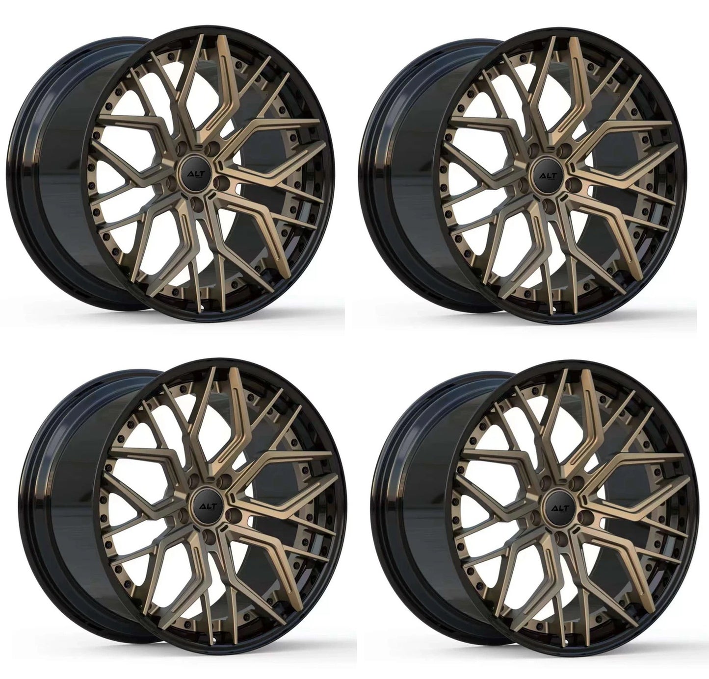 C8 Corvette Wheels: ALT FORGED DL20 2pc - Bronze w/ Gloss Black Lip (Set)