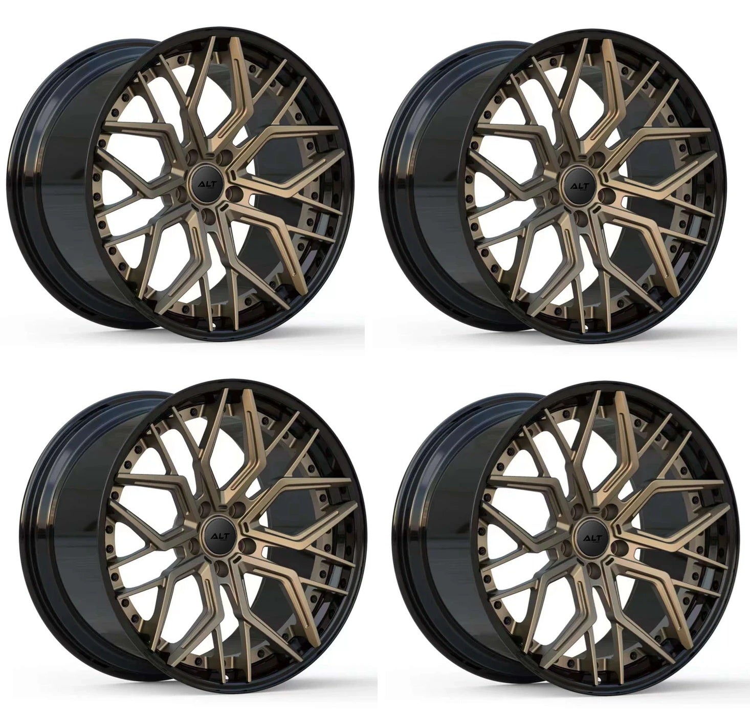 C8 Corvette Wheels: ALT FORGED DL20 2pc - Bronze w/ Gloss Black Lip (Set)