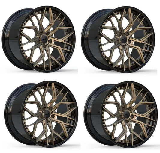 C8 Corvette Wheels: ALT FORGED DL20 2pc - Bronze w/ Gloss Black Lip (Set)