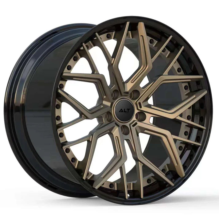 C8 Corvette Wheels: ALT FORGED DL20 2pc - Bronze w/ Gloss Black Lip