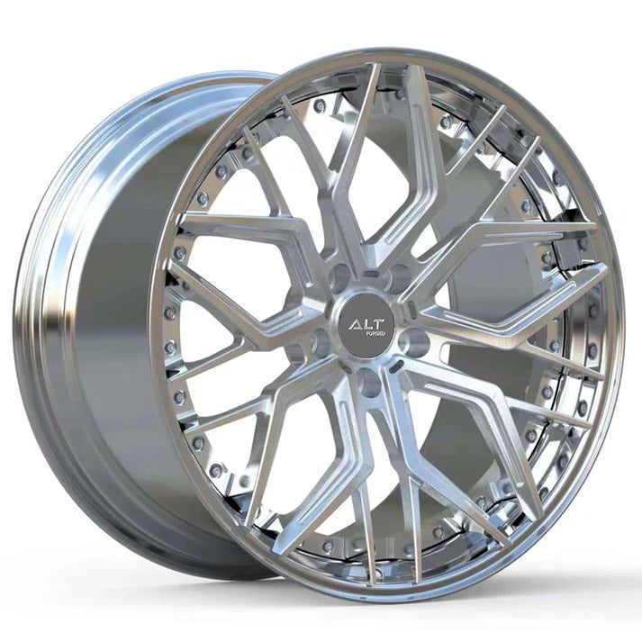 Corvette Wheels: ALT FORGED DL20 2pc - Brushed Aluminum w/ Polished Barrel