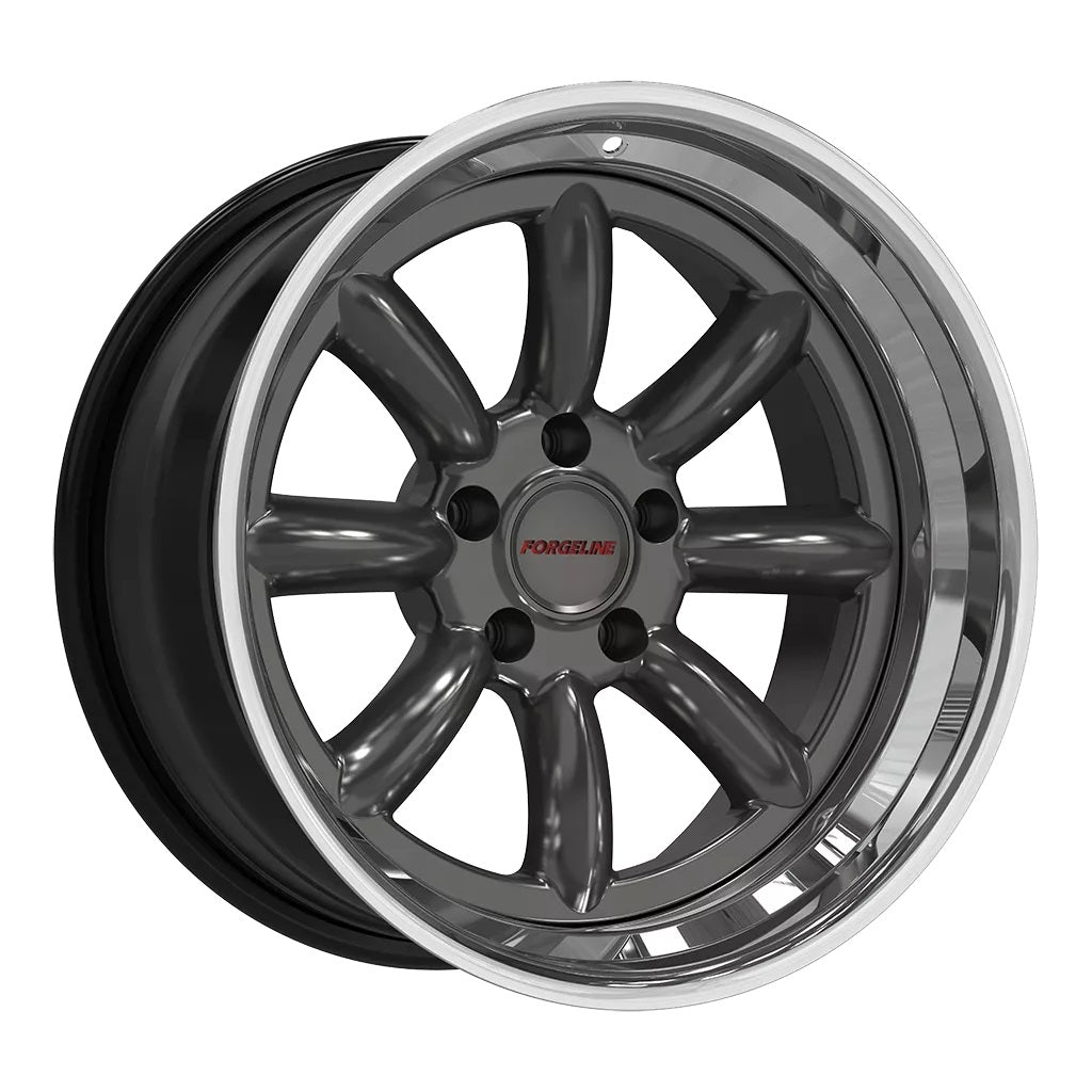 Corvette Wheels: Forgeline MLT3 - Graphite w/ Polished Lip