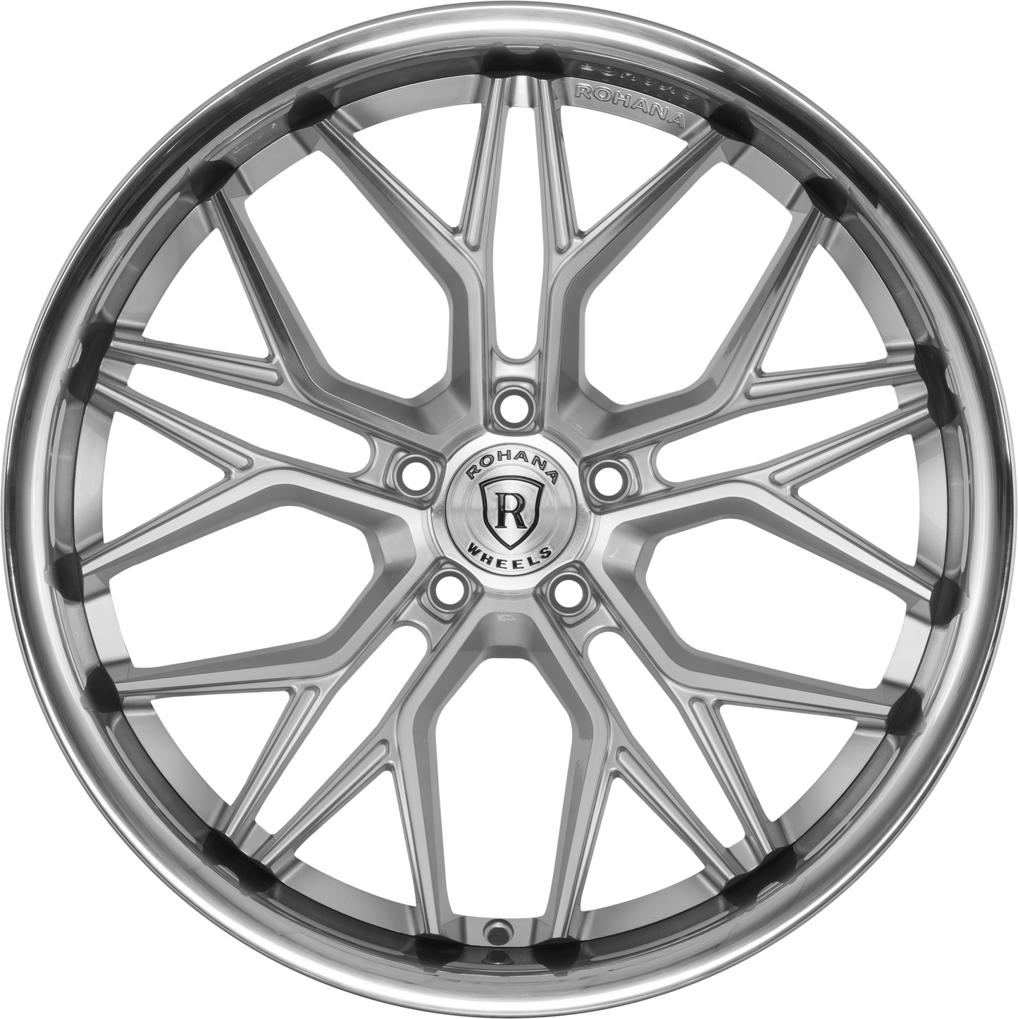 C8 Corvette Wheels: Rohana RFC3 - Machine Silver w/ Chrome Lip (front)