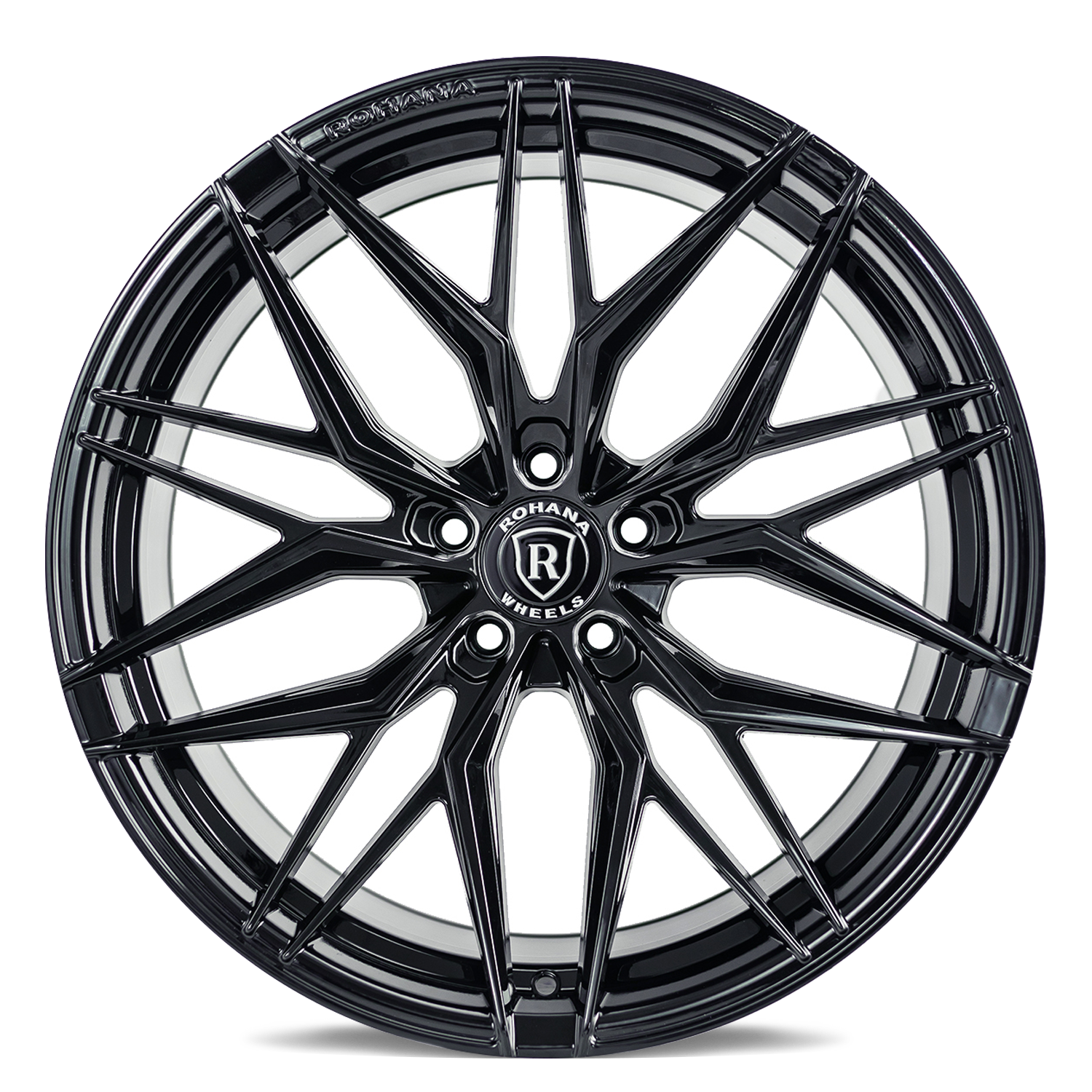 Rohana RFX17 Gloss Black Wheel for C6 Corvette (front view)