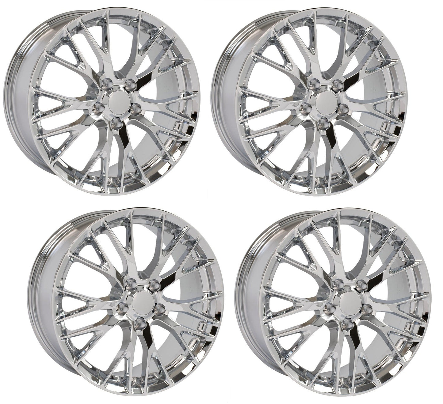 Set of Four C7 Corvette Z06 Chrome Replica Wheels for C6 Wide-Body