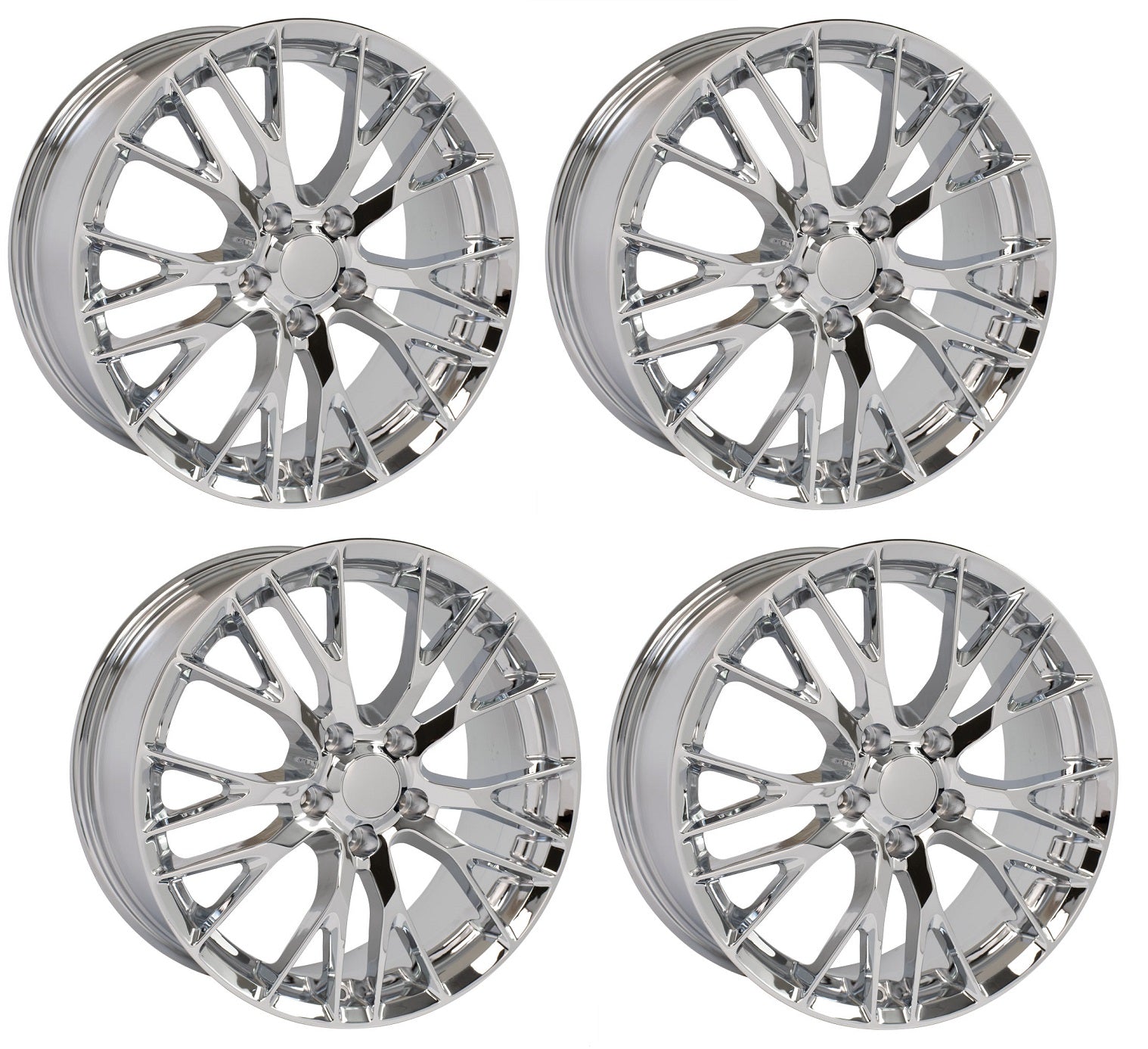 Set of Four C7 Corvette Z06 Chrome Replica Wheels for C6 Wide-Body