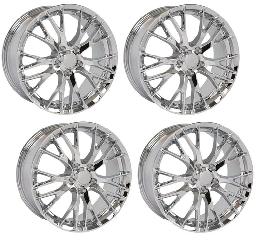 Set of Four C7 Corvette Z06 Chrome Replica Wheels for C6 Wide-Body