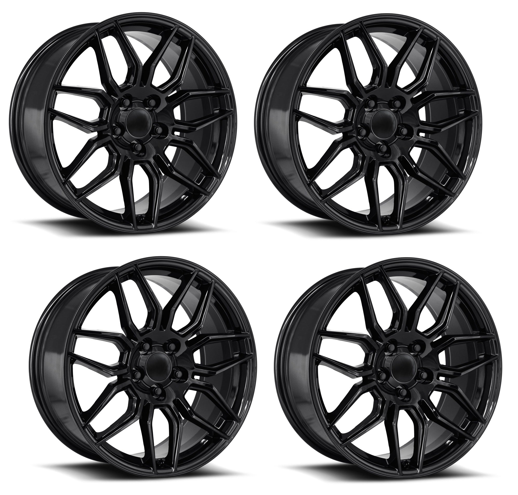 SPIN 完組ホイール ブラック C8 Z06 Spider Gloss Black Corvette Reproduction Wheels - Complete