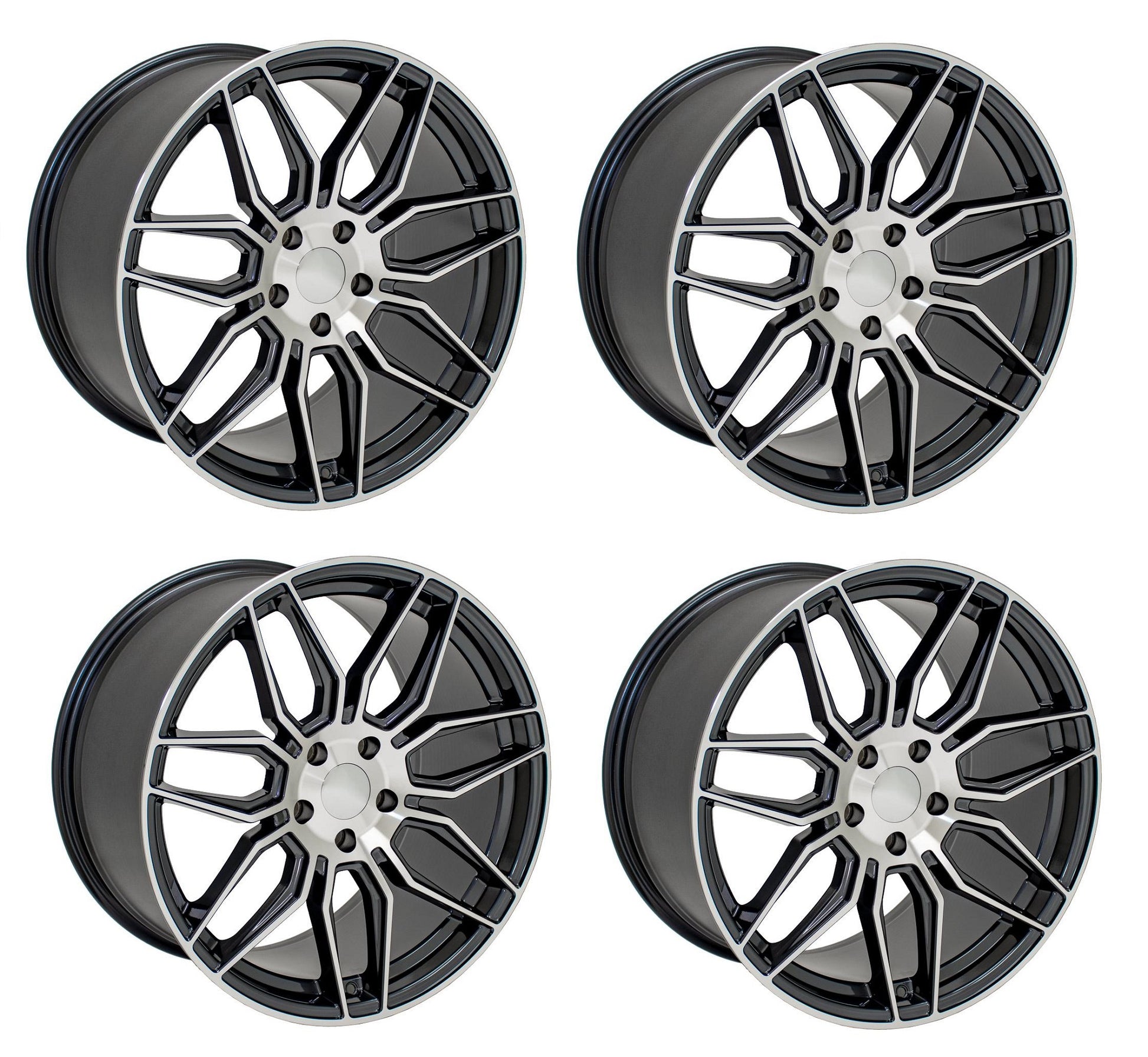 Set of Four C8 Corvette Z06 Spyder Replica Wheels - Gunmetal w/ Machine Face