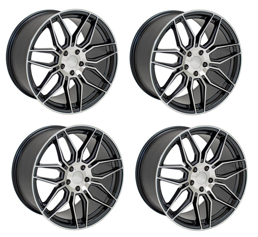 Set of Four C8 Corvette Z06 Spyder Replica Wheels - Gunmetal w/ Machine Face