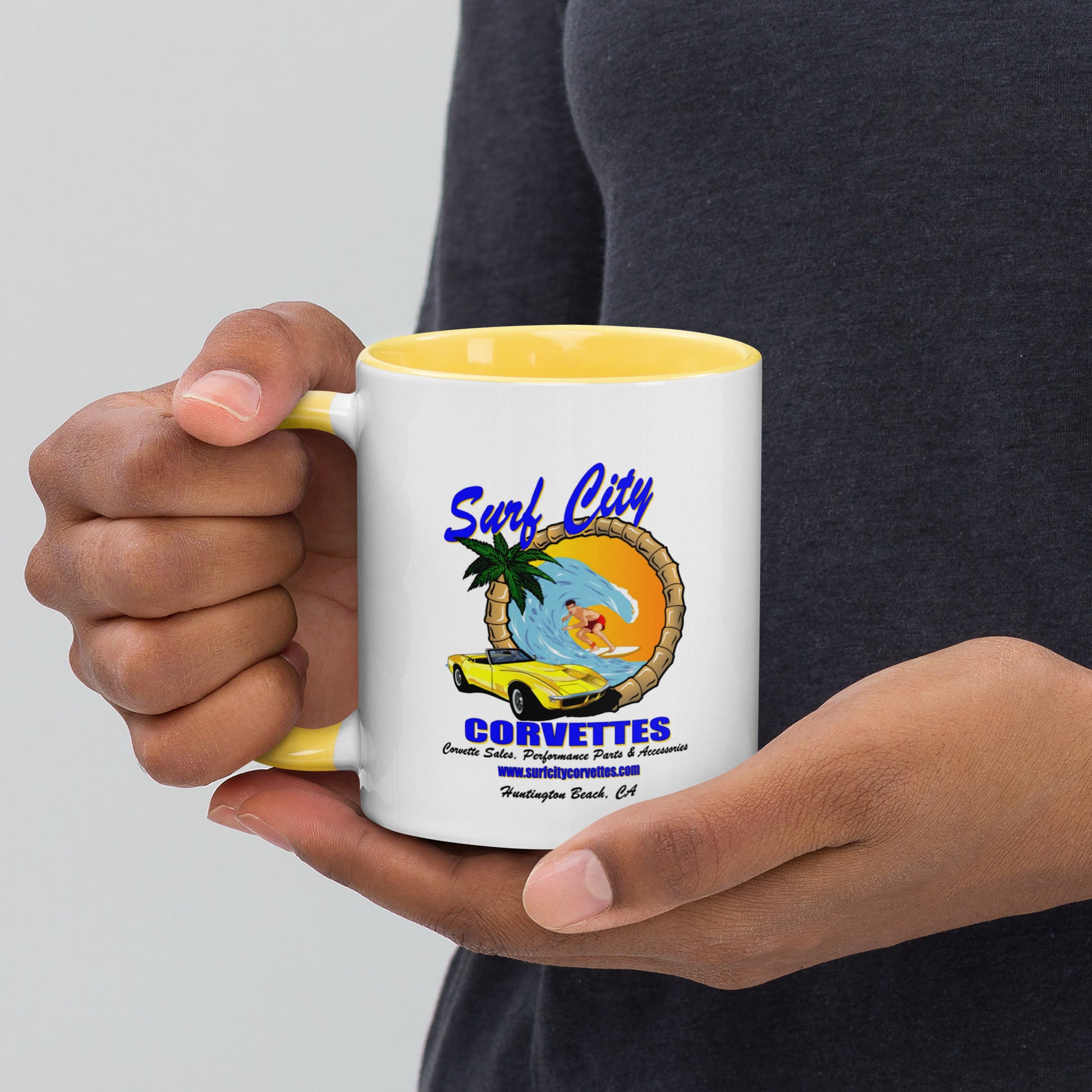 Surf City Corvettes Logo Coffee Mug - Yellow