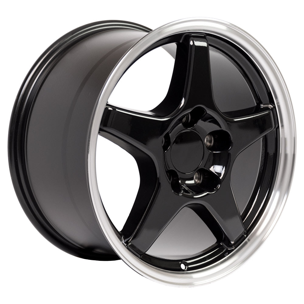 C4 Corvette ZR1/Grand Sport Replica Wheel - Gloss Black w/ Machine Lip