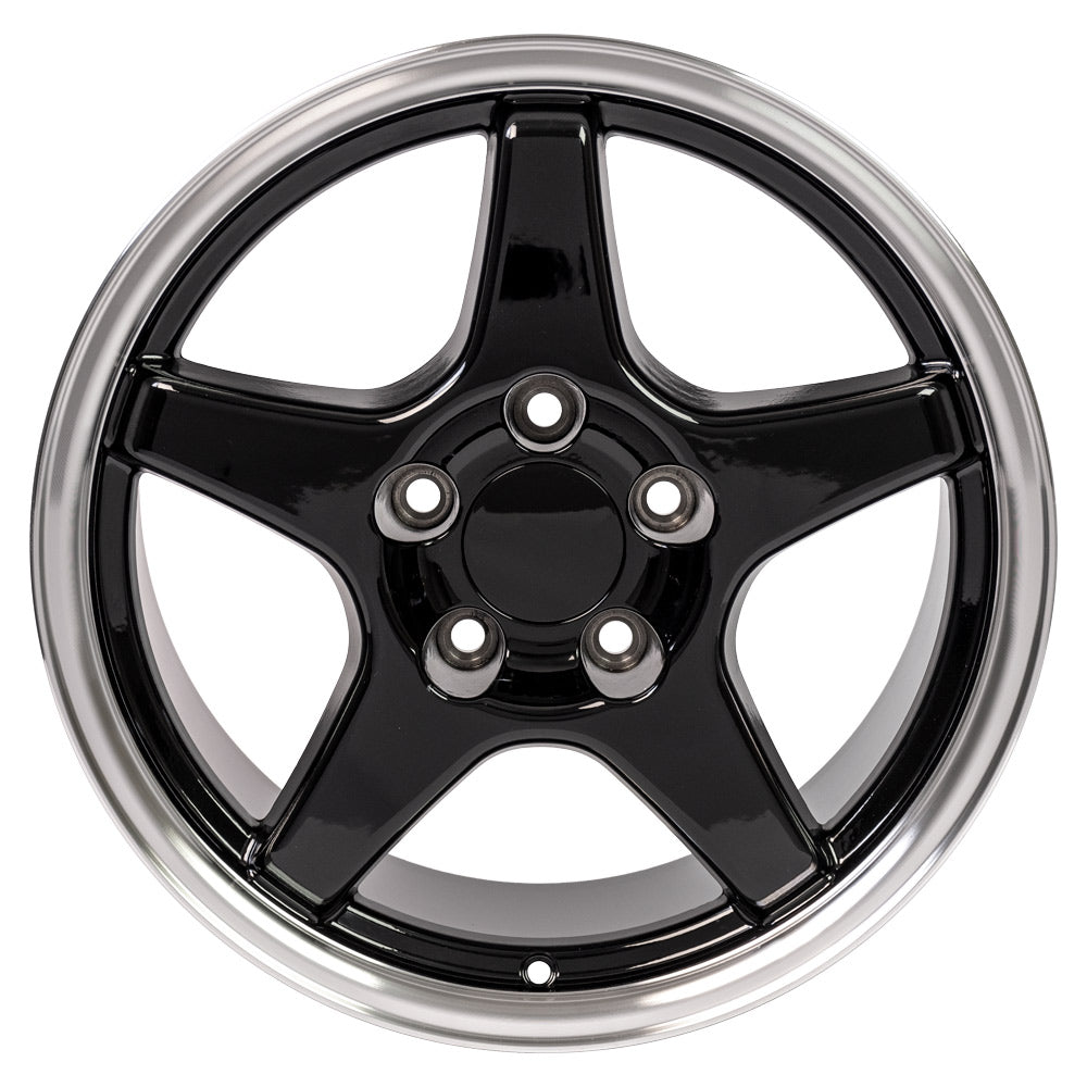 C4 Corvette ZR1/Grand Sport Replica Wheel - Gloss Black w/ Machine Lip