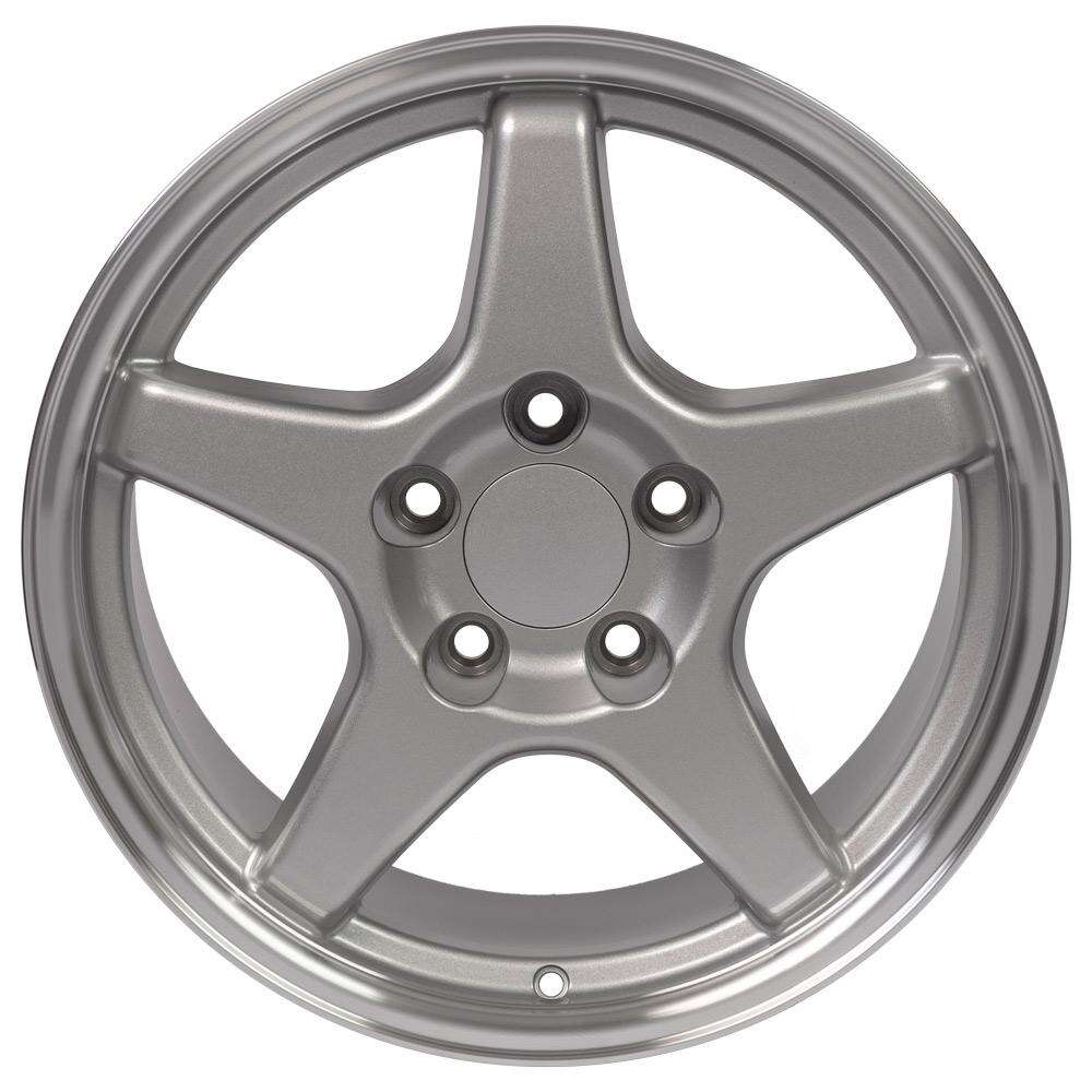 C4 ZR1 Corvette Replica Wheel - Silver front view