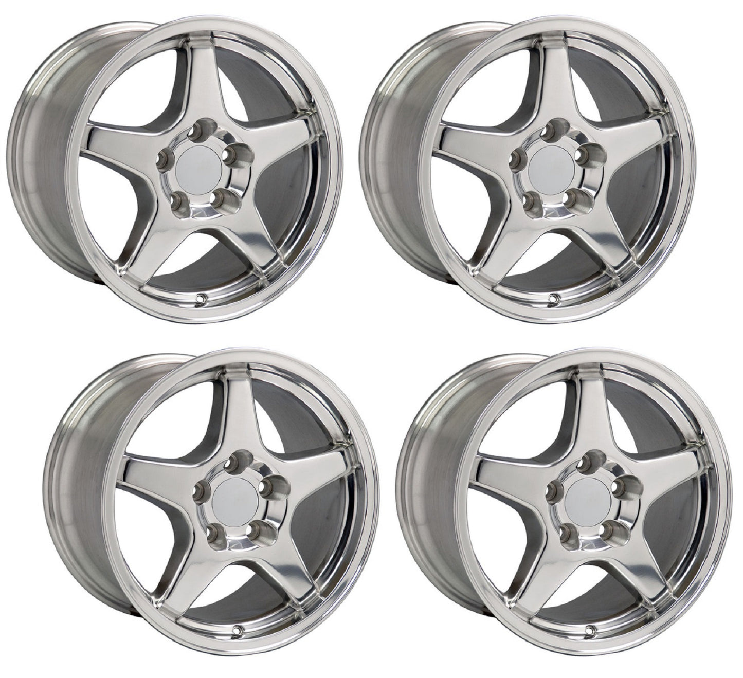 C4 ZR1 Corvette Replica Wheels - Polished Square Setup