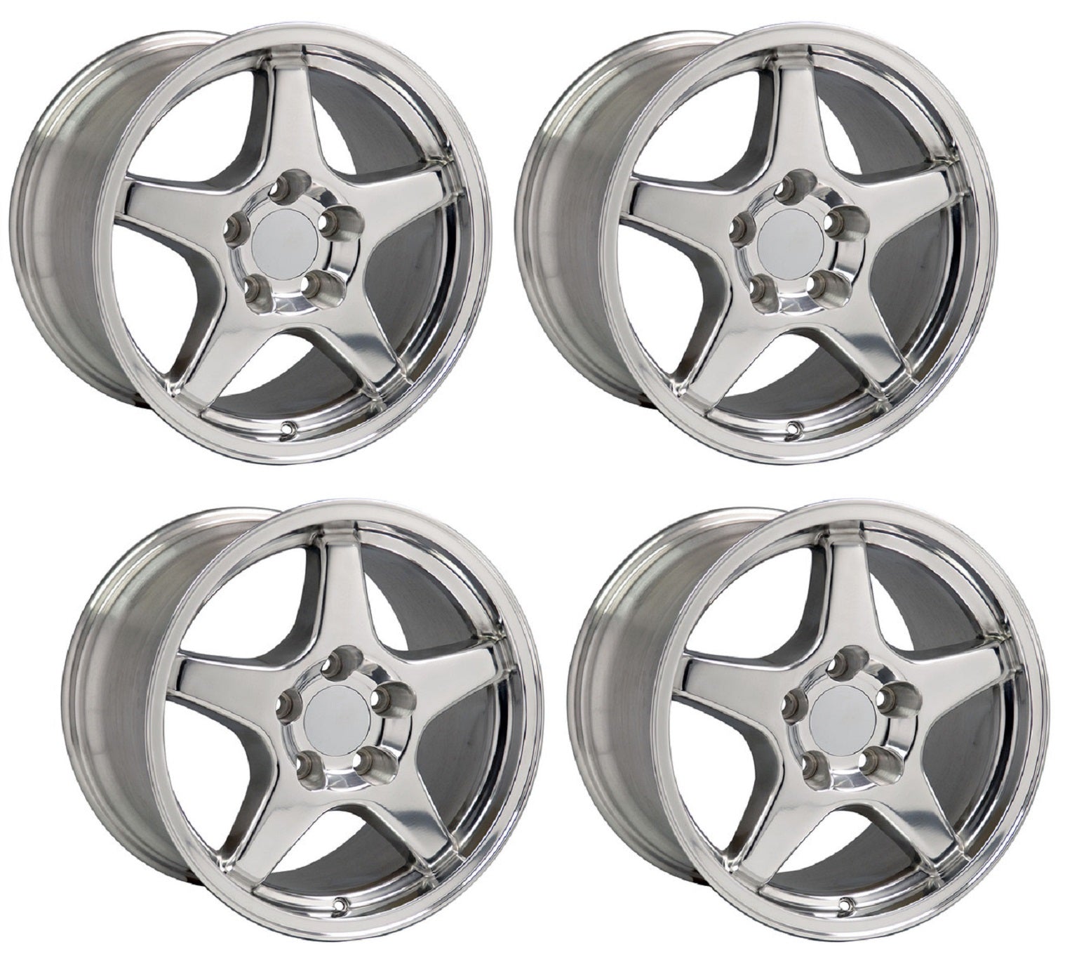 C4 ZR1 Corvette Replica Wheels - Polished Square Setup
