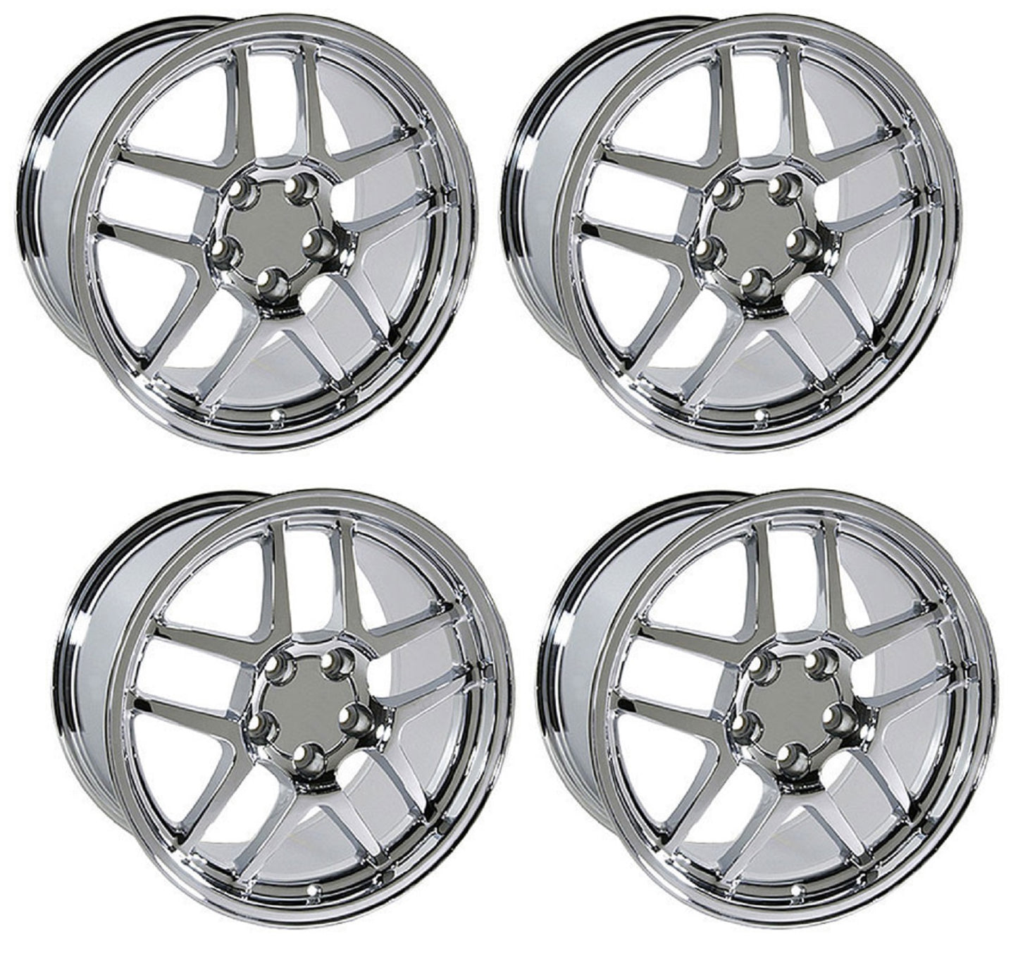 C5 Z06 Corvette Replica Wheels - Chrome Complete Set for C4 Corvettes