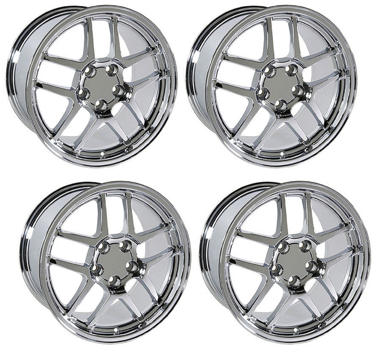 C5 Z06 Corvette Replica Wheels - Chrome Complete Set for C4 Corvettes