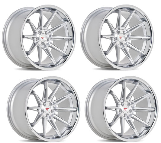 C6-C7 Corvette Wheels: Ferrada CM2 - Machine Silver w/ Chrome Lip (Set)