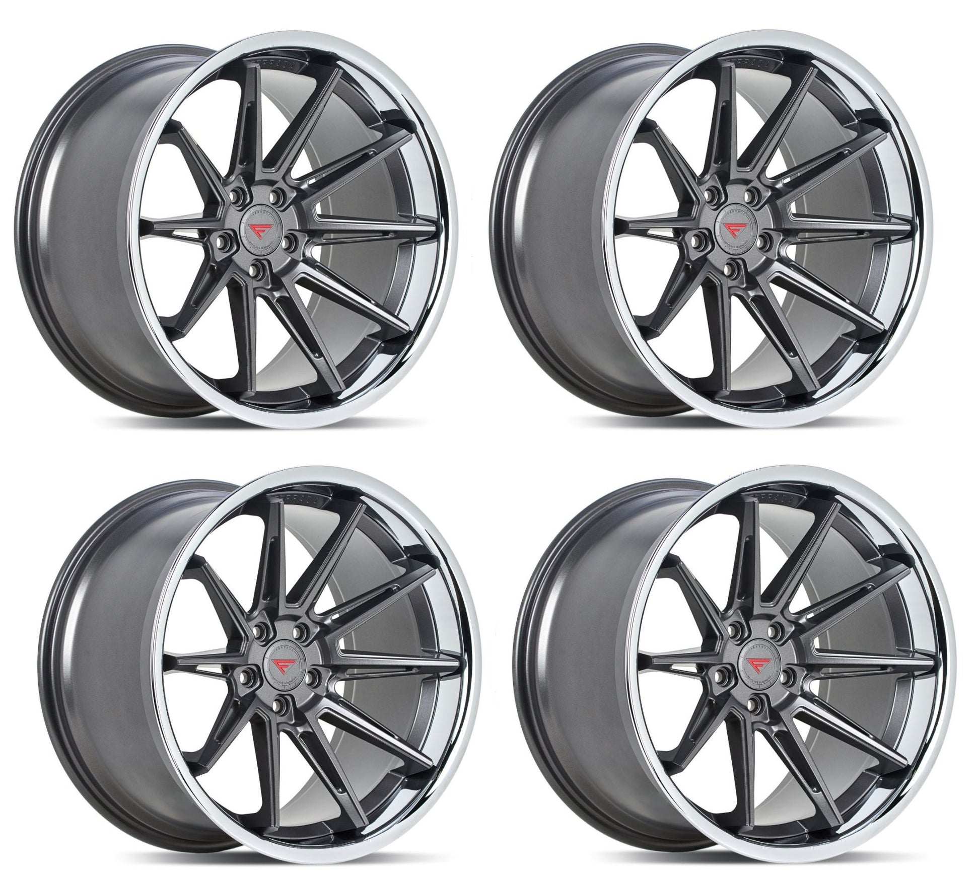C6-C7 Corvette Wheels: Ferrada CM2 - Matte Graphite w/ Chrome Lip (Set)