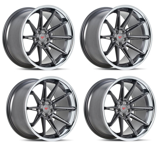 C6-C7 Corvette Wheels: Ferrada CM2 - Matte Graphite w/ Chrome Lip (Set)