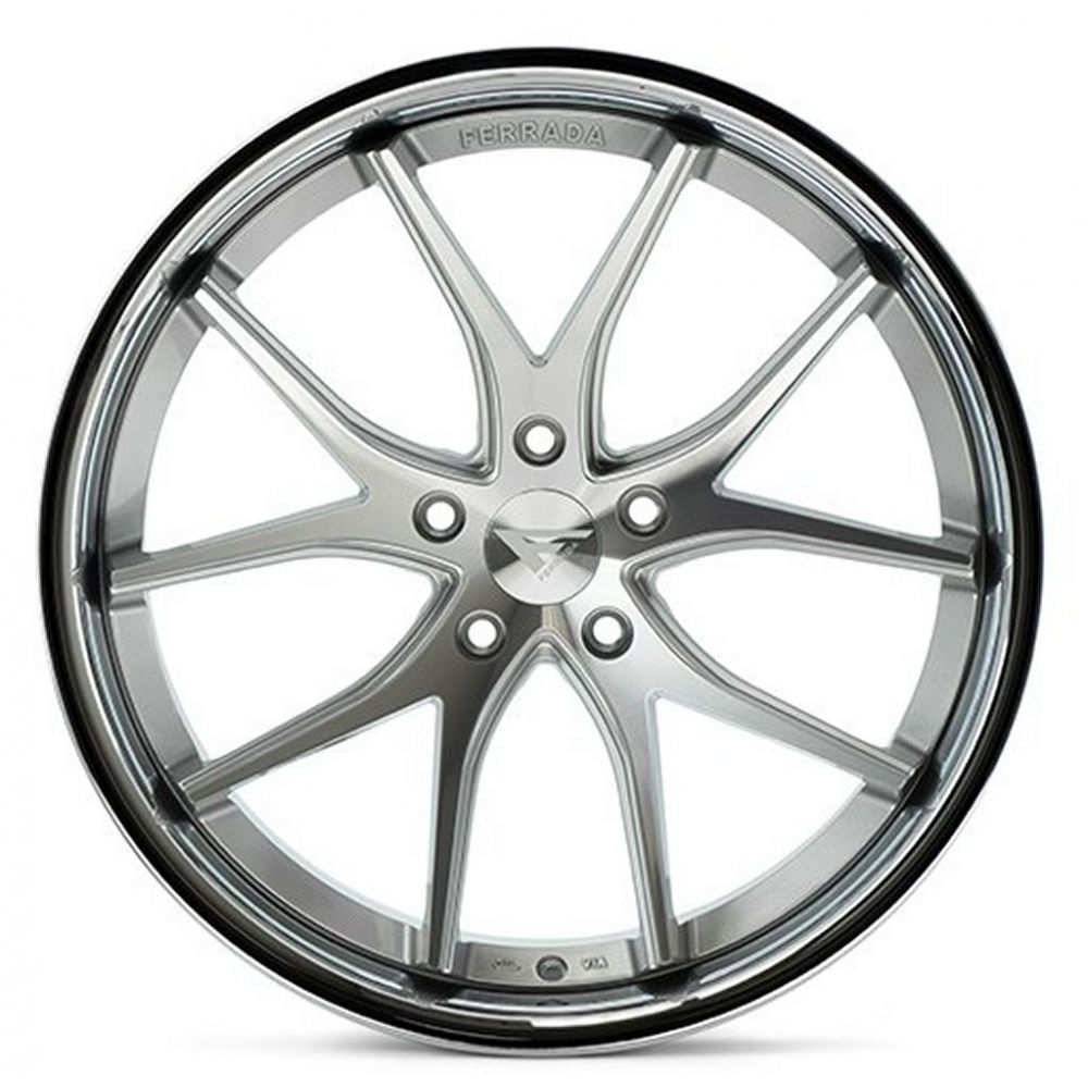 C6-C7 Corvette Wheels: Ferrada FR2 - Machine Silver w/ Chrome Lip (front view)