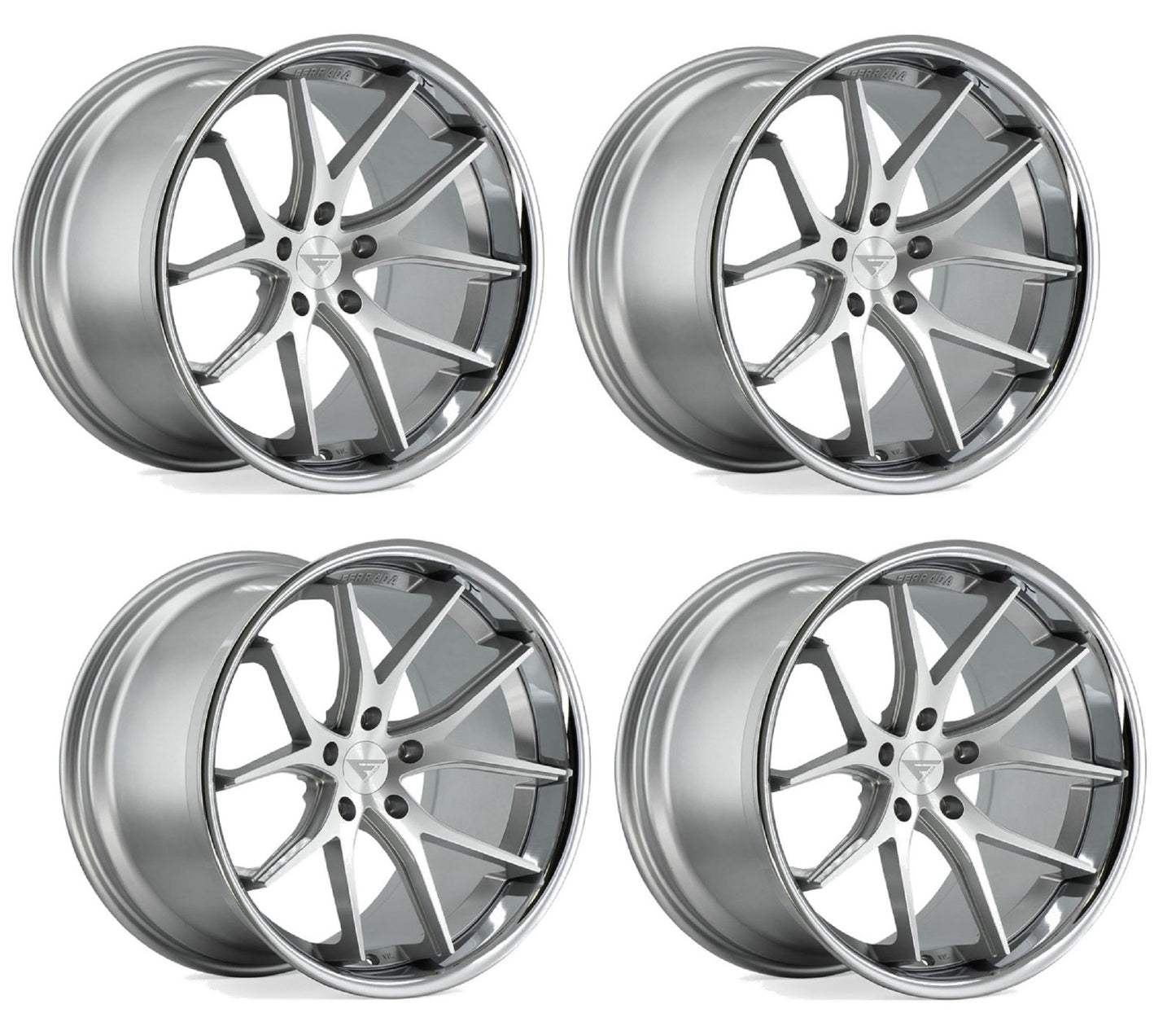 C6-C7 Corvette Wheels: Ferrada FR2 - Machine Silver w/ Chrome Lip (Set)