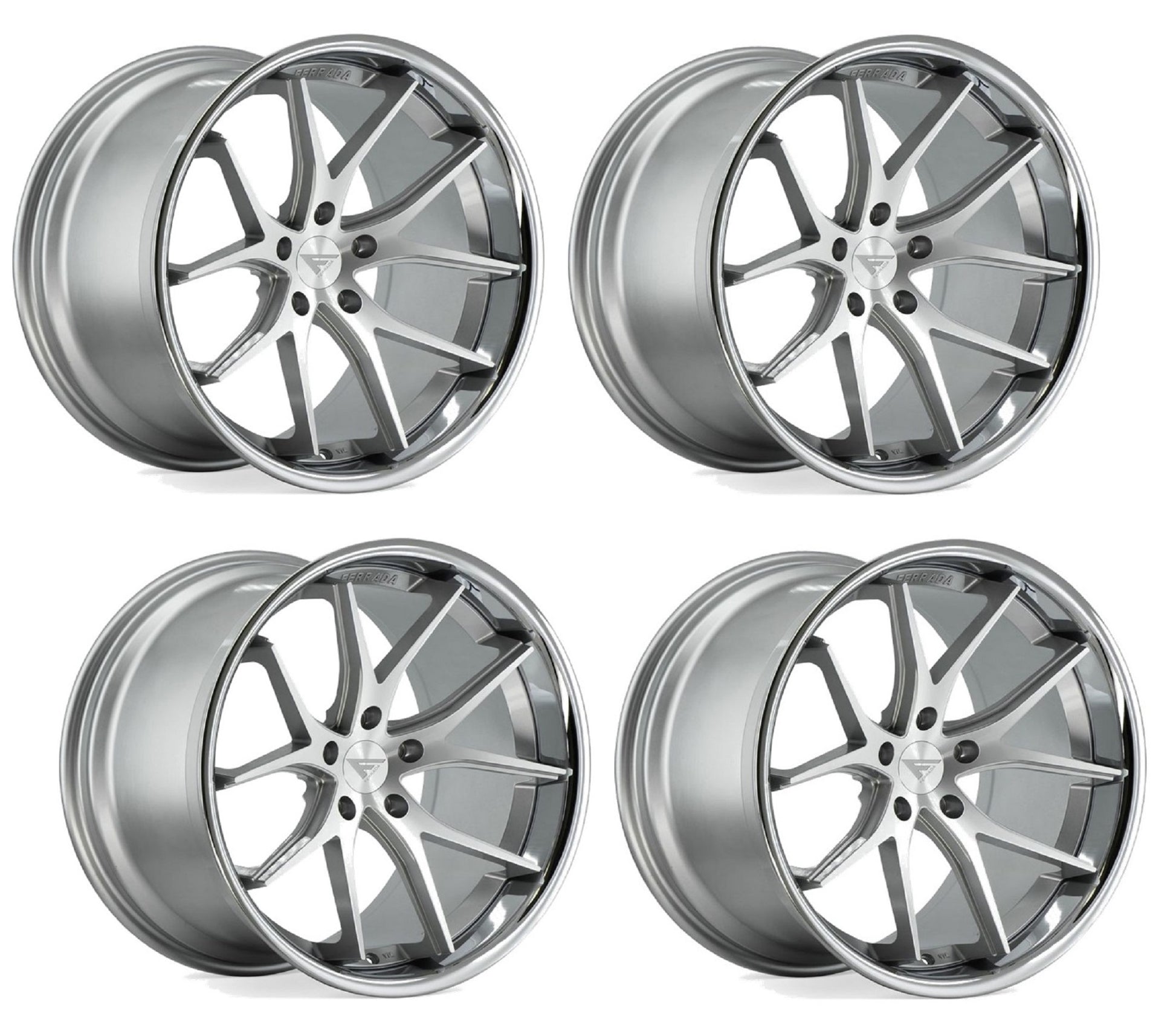 C6-C7 Corvette Wheels: Ferrada FR2 - Machine Silver w/ Chrome Lip (Set)