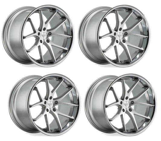 C6-C7 Corvette Wheels: Ferrada FR2 - Machine Silver w/ Chrome Lip (Set)