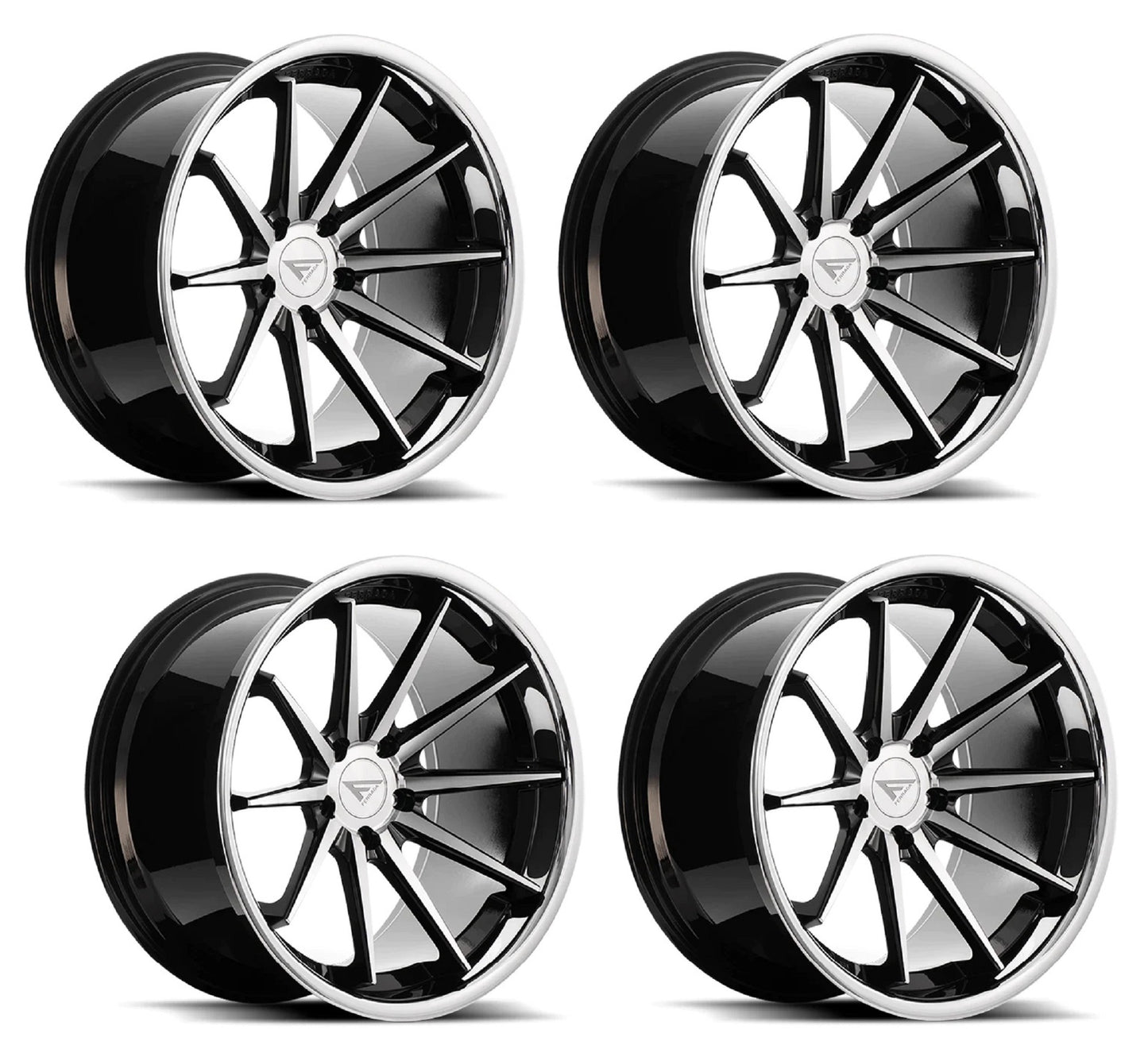 C6-C7 Corvette Wheels: Ferrada FR4 - Machine Face w/ Chrome Lip (Set)