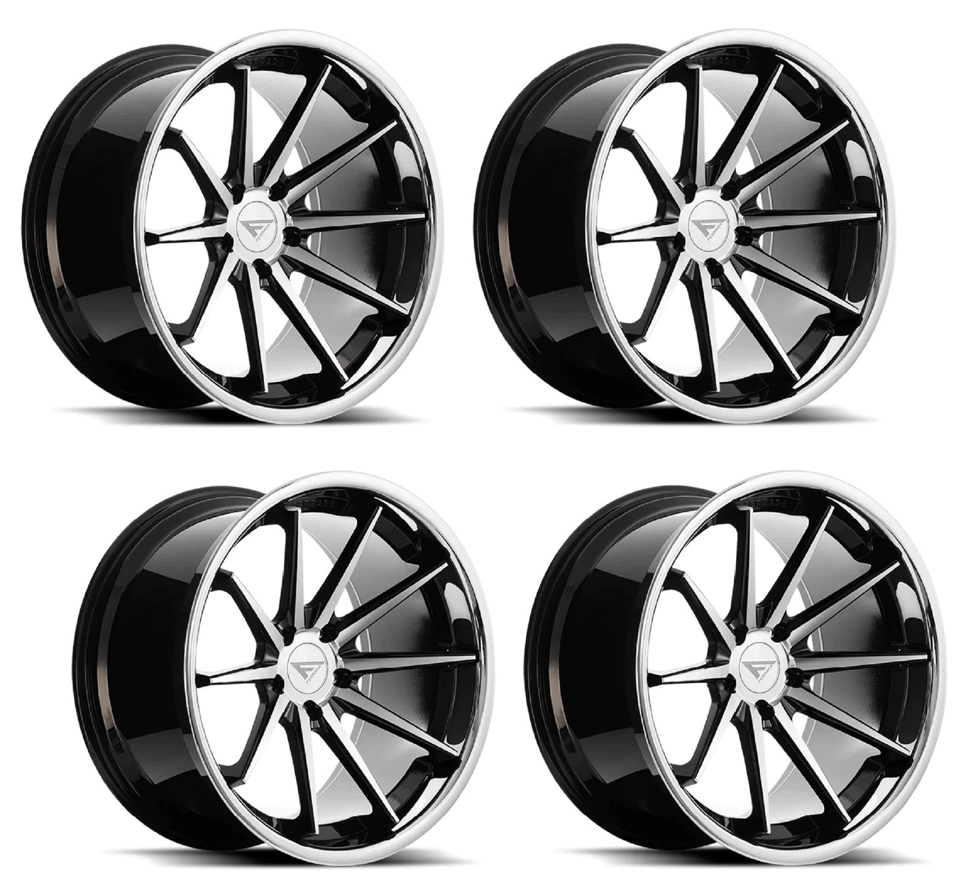 C6-C7 Corvette Wheels: Ferrada FR4 - Machine Face w/ Chrome Lip (Set)