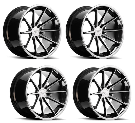 C6-C7 Corvette Wheels: Ferrada FR4 - Machine Face w/ Chrome Lip (Set)