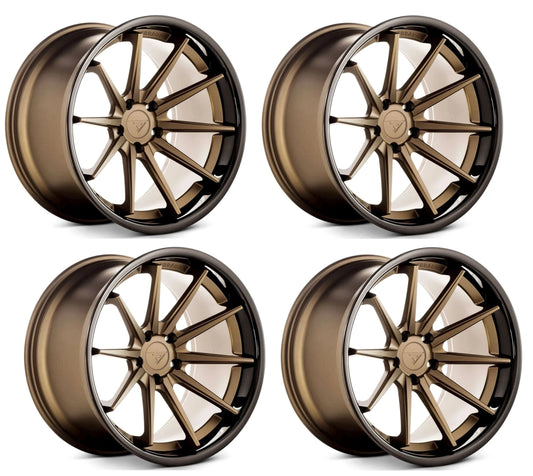 C6-C7 Corvette Wheels: Ferrada FR4 - Matte Bronze w/ Black Lip (Set)