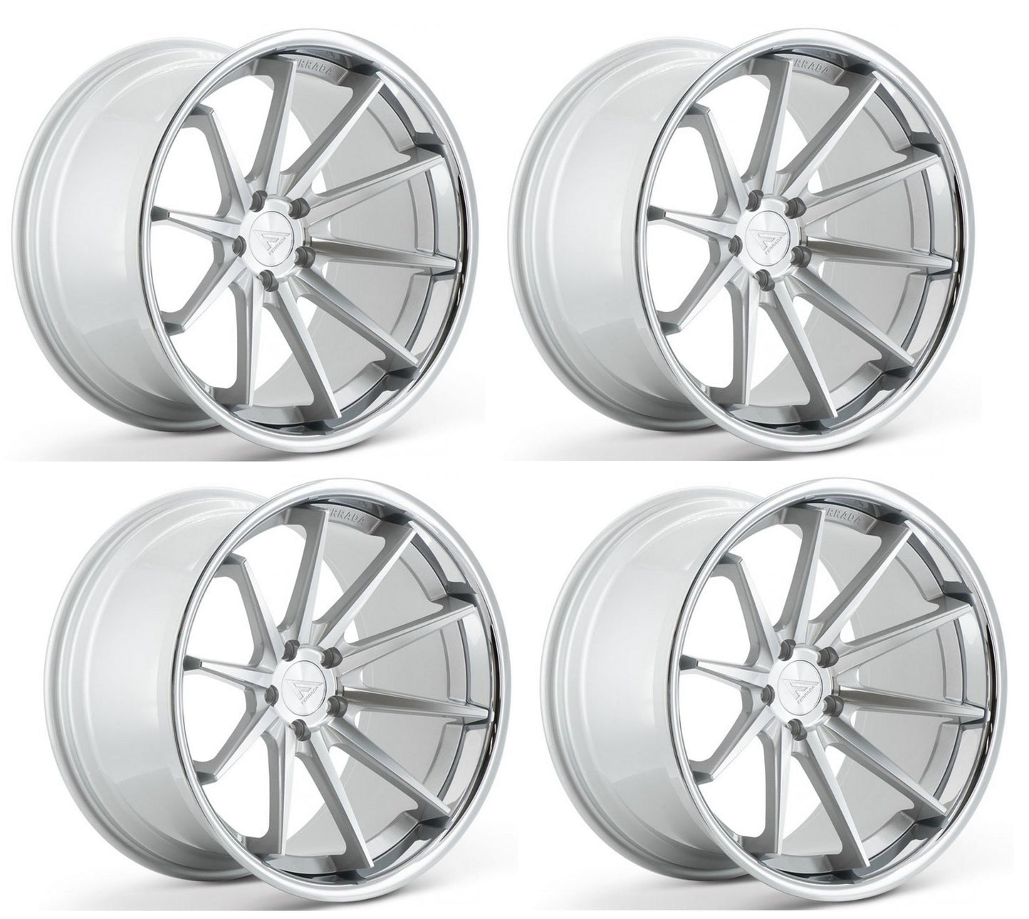 C6-C7 Corvette Wheels: Ferrada FR4 - Machine Silver w/ Chrome Lip (Set)