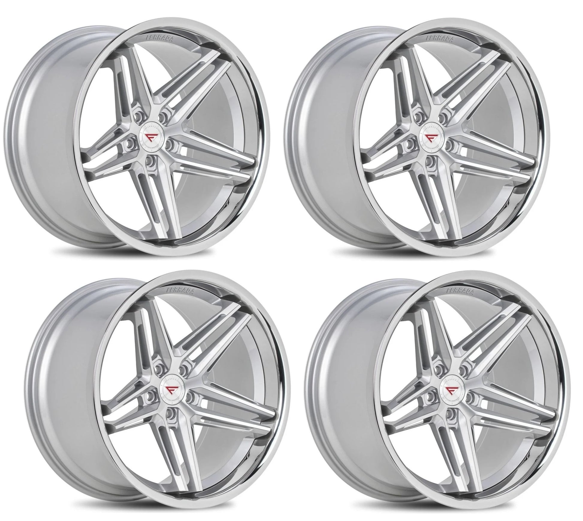 C6-C7 Corvette Wheels: Ferrada CM1 - Machine Silver w/ Chrome Lip (Set)