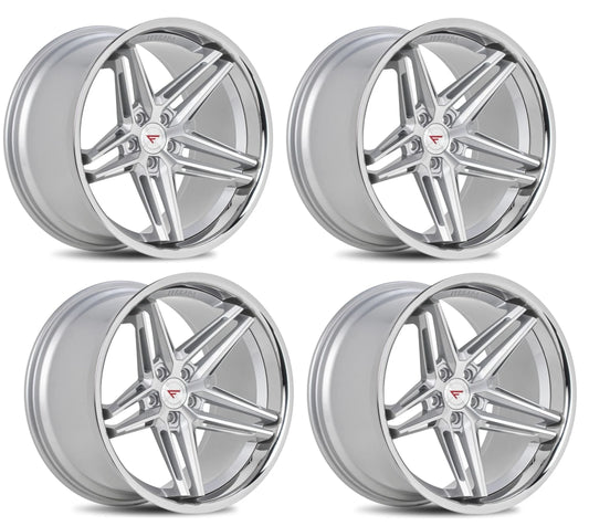 C6-C7 Corvette Wheels: Ferrada CM1 - Machine Silver w/ Chrome Lip (Set)