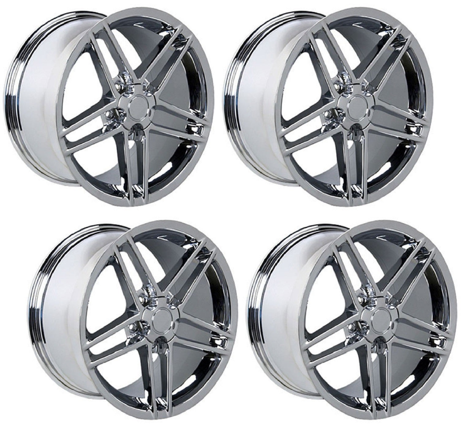 C6 Corvette Z06 Replica Wheels - Chrome Complete Set