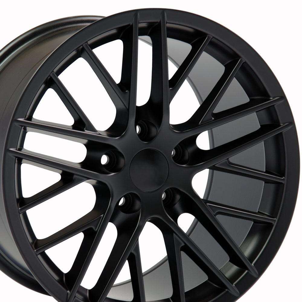 C6 Corvette ZR1 Replica Wheel - Satin Black (closeup view)