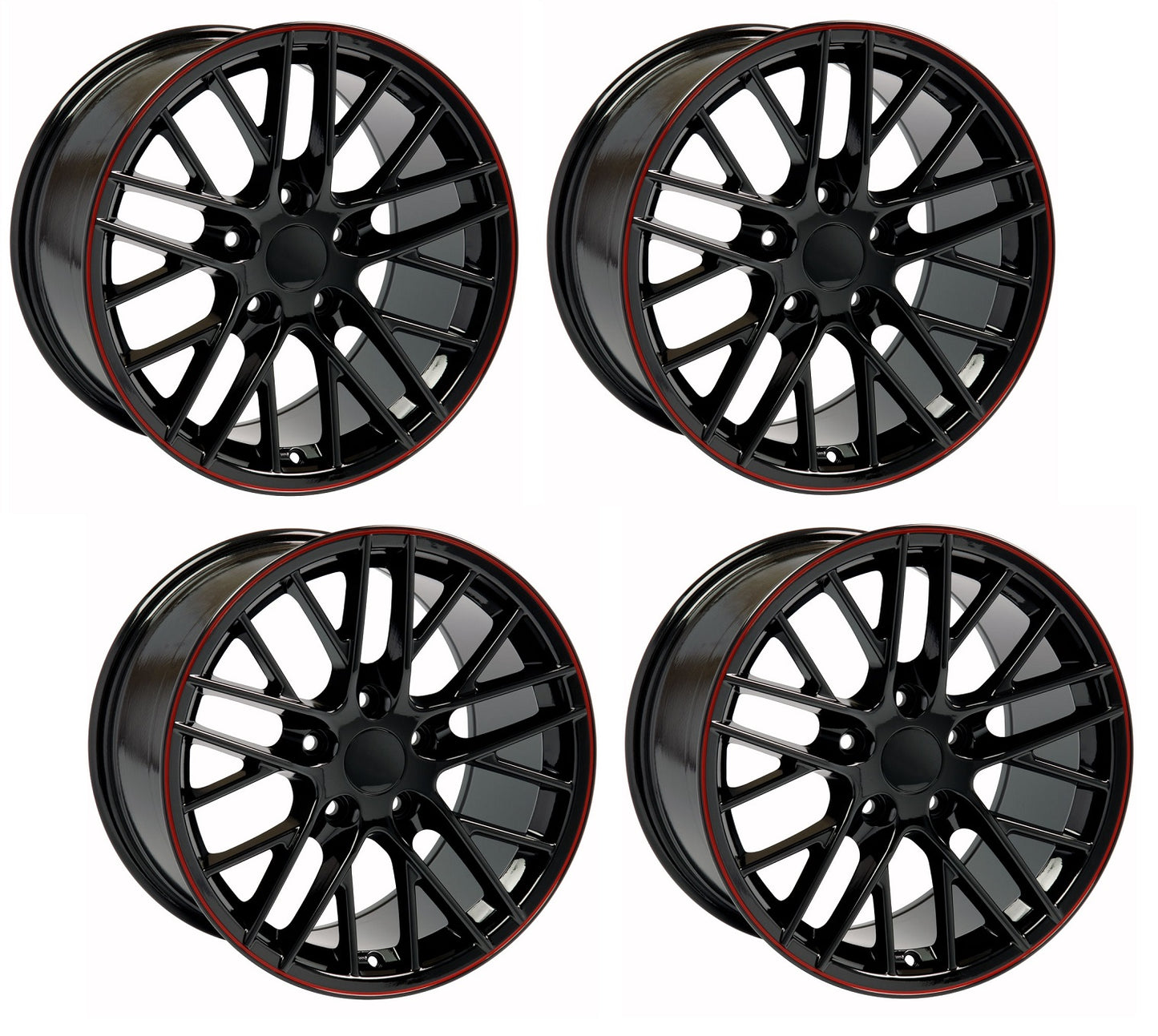 C6 Corvette ZR1 Replica Wheels - Gloss Black Red Line (Set)