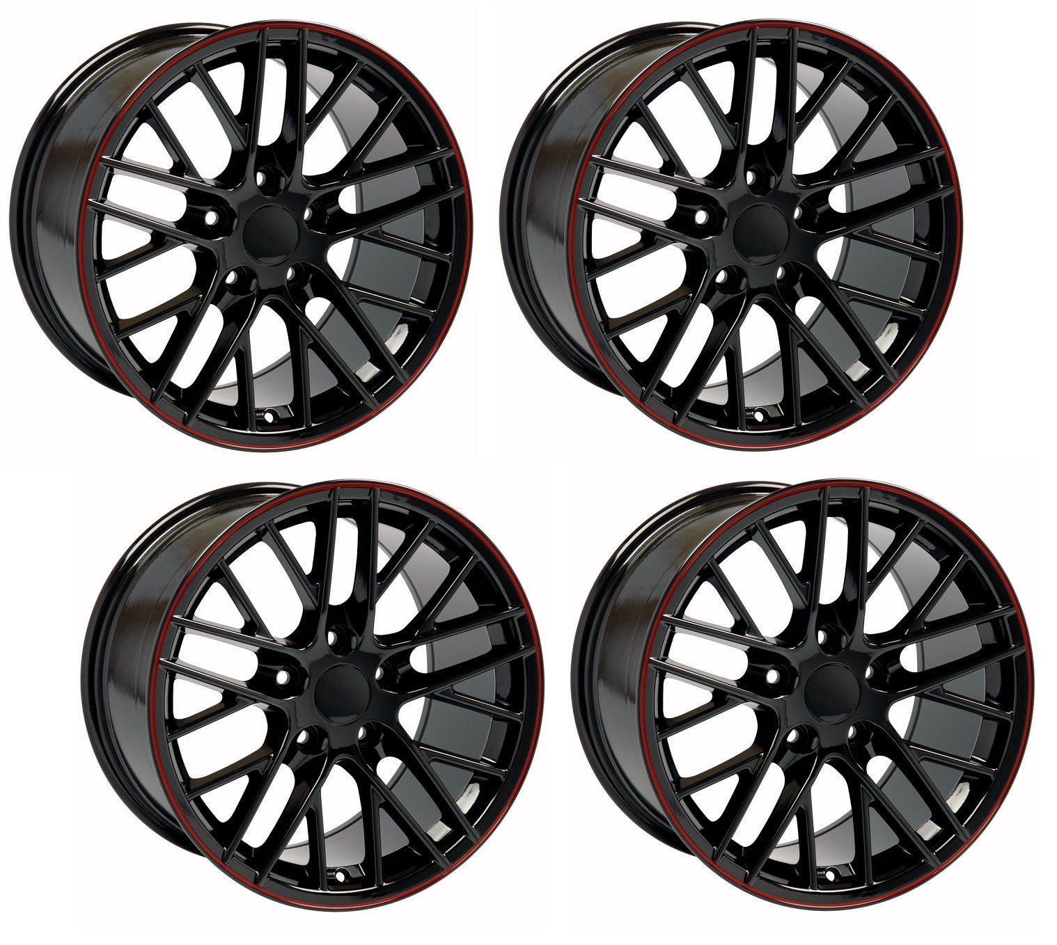 C6 Corvette ZR1 Replica Wheels - Gloss Black Red Line (Set)