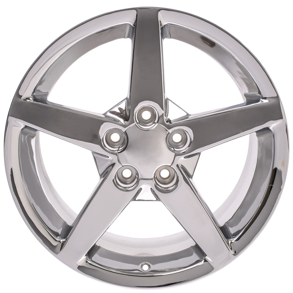 C6 Five-Spoke Corvette Replica Wheel - Chrome front view