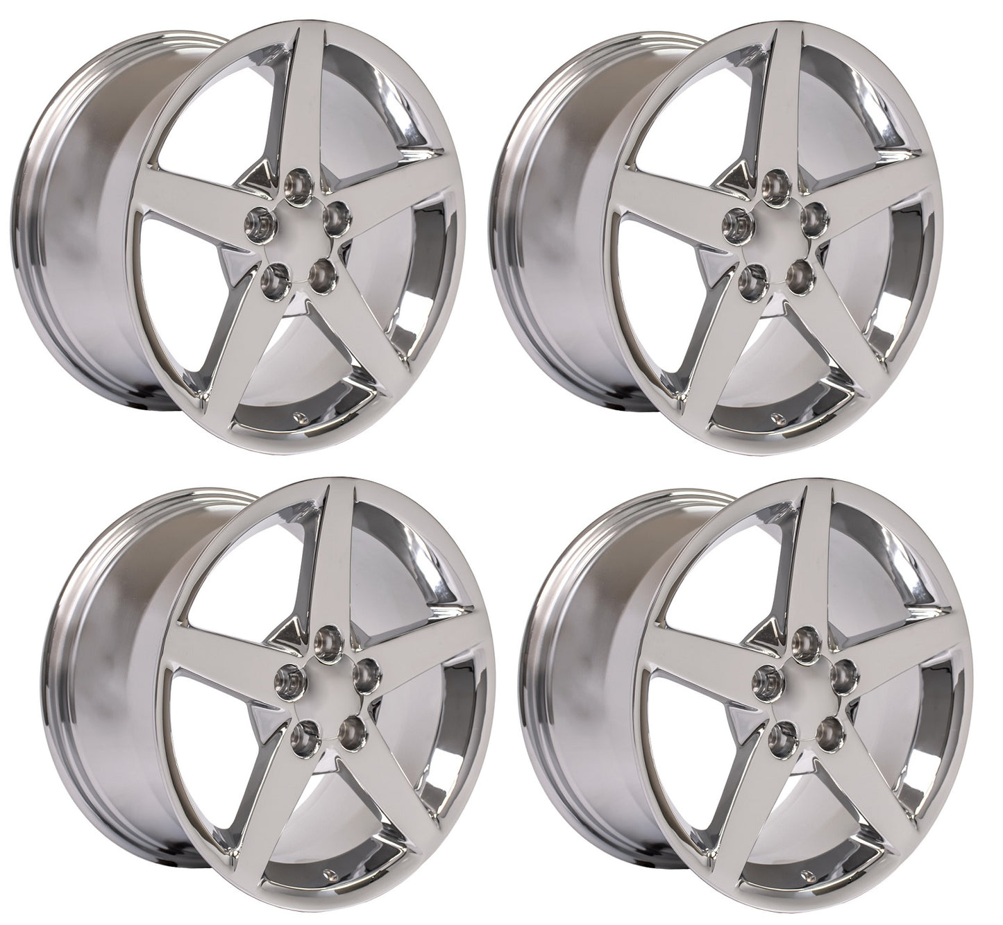 C6 Five-Spoke Corvette Replica Wheels - Chrome Set for C4 Corvettes