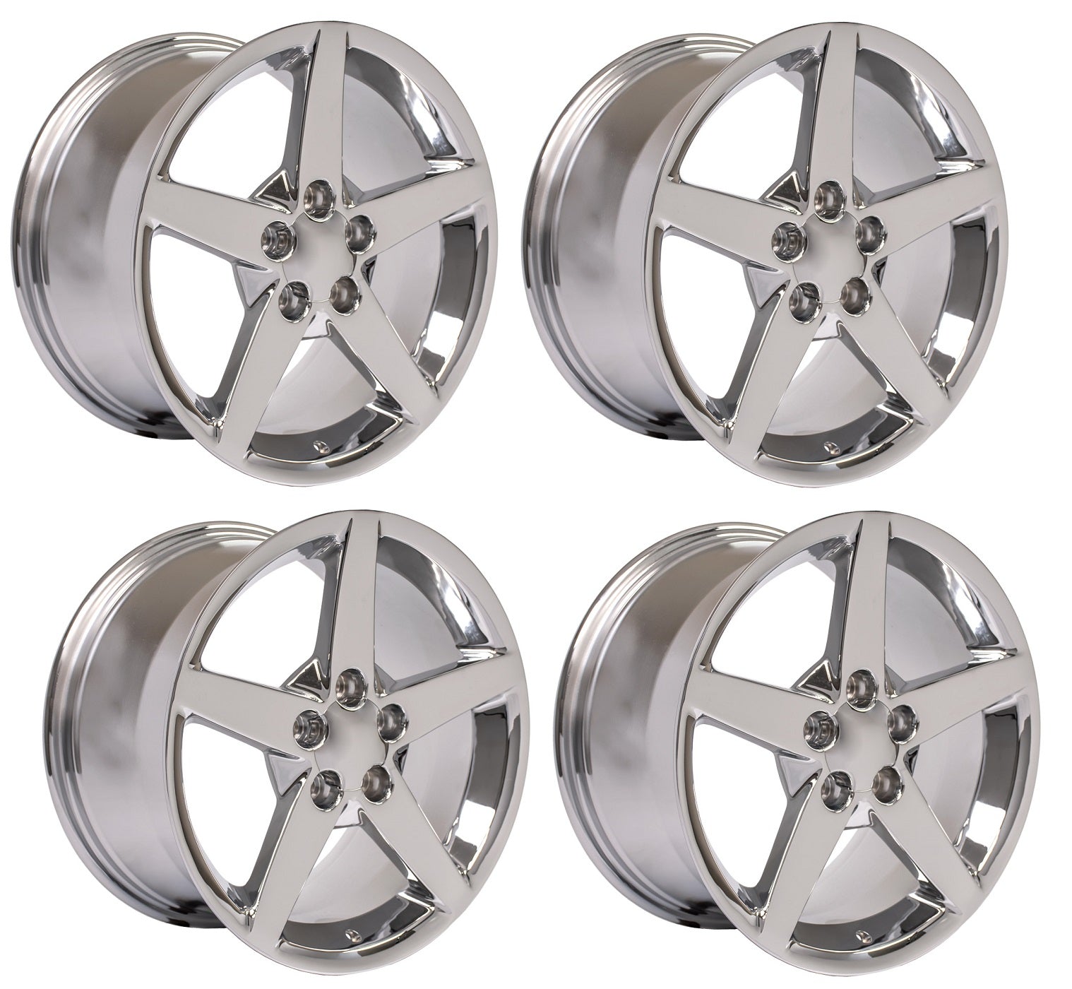 C6 Five-Spoke Corvette Replica Wheels - Chrome Set for C4 Corvettes