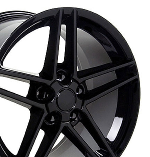 C6 Z06 Corvette Replica Wheel - Gloss Black close up view