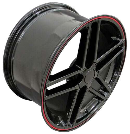 C6 Z06 Corvette Replica Wheel - Gloss Black Red Line