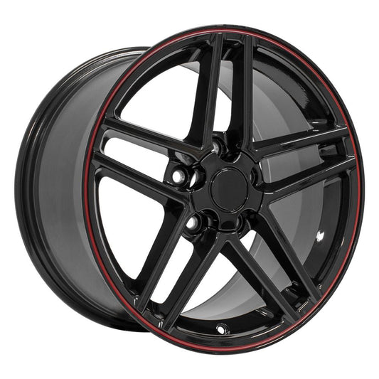 C6 Z06 Corvette Replica Wheel - Gloss Black Red Line