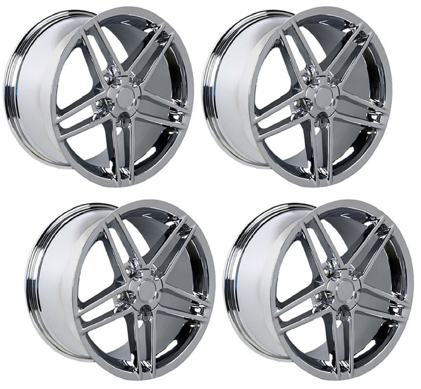 C6 Z06 Corvette Replica Wheels - Chrome Complete Set
