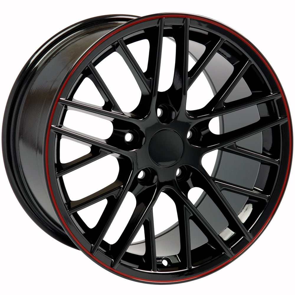 C6 Corvette ZR1 Replica Wheel - Gloss Black Red Line (sinfgle)