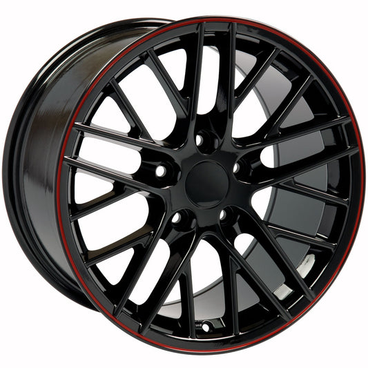 C6 Corvette ZR1 Replica Wheel - Gloss Black Red Line (sinfgle)