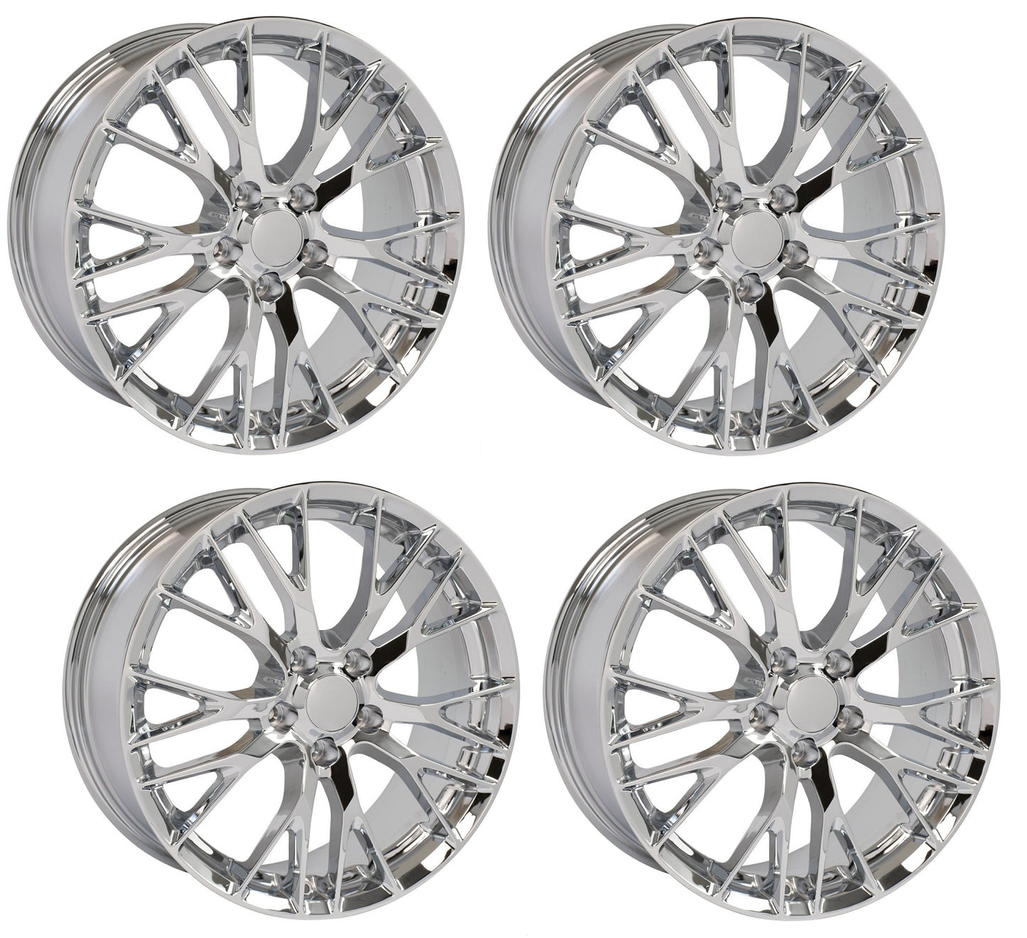 Set of Four C7 Corvette Z06 Chrome Replica Wheels - C4 Fitment